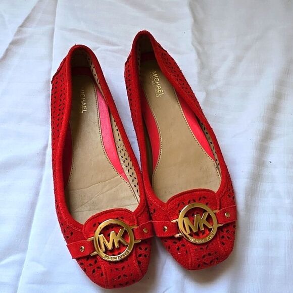 MICHAEL KORS Fulton Red Suede Flats Size 8M - Picture 1 of 5